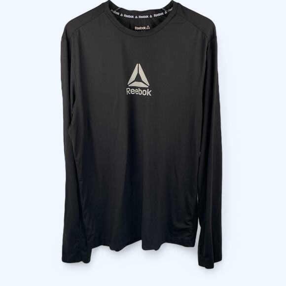 Reebok Performance Tee Long Sleeve Reflective LG Crew Neck Black - Picture 1 of 4